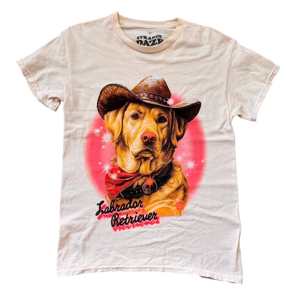 Strange Daze Cowboy Labrador Graphic T-Shirt S Western Ranch Core Retro Tee